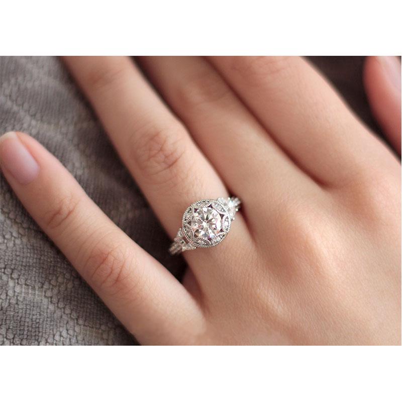Silver Plated Rings Round White Sapphire Rhinestone Jewelry Party Ring Wedding