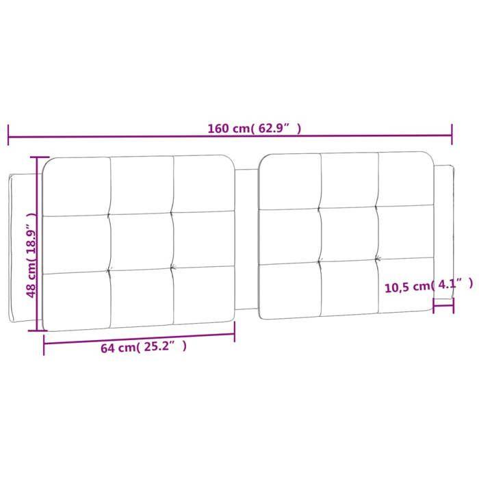 VidaXL Coussin de Tête de Lit, Oreiller Rembourré de Tête de Lit, Accessoire de Lit de Chambre à Coucher Intérieur, Blanc et 374871
