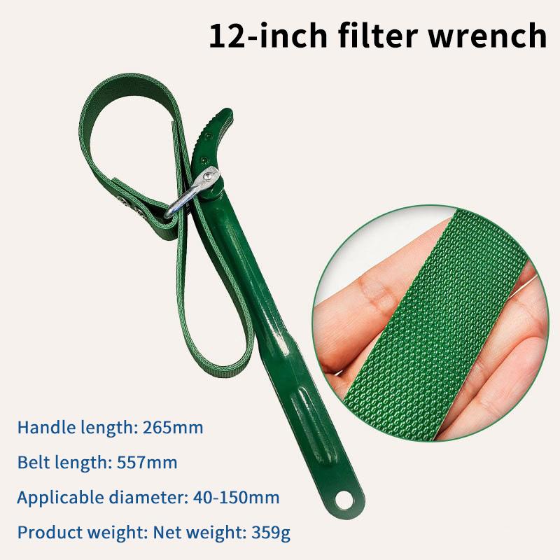 Chiave per Elemento Filtrante a Nastro Chiave a Catena Strumento 8/12 Pollici Macchina per Cambio Olio Chiave per Elemento Filtrante Chiave a Nastro Antiscivolo in Gomma