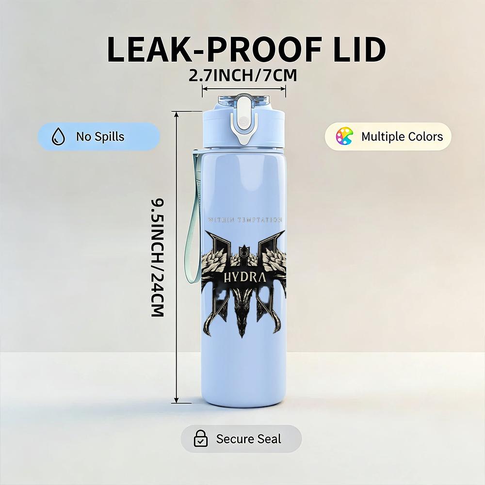 1PC Fantasy royal group vintage print 750ml colorful plastic sports water bottle leakproof pop up lid with straw for outdoor work home use