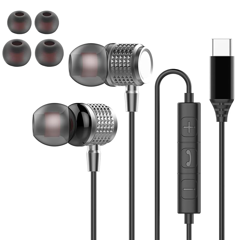 

USB type c earphones wired Type-C [2025 New Edition] Earphones Wired Type C Canal type with microphone Call available HIFI sound quality Volume