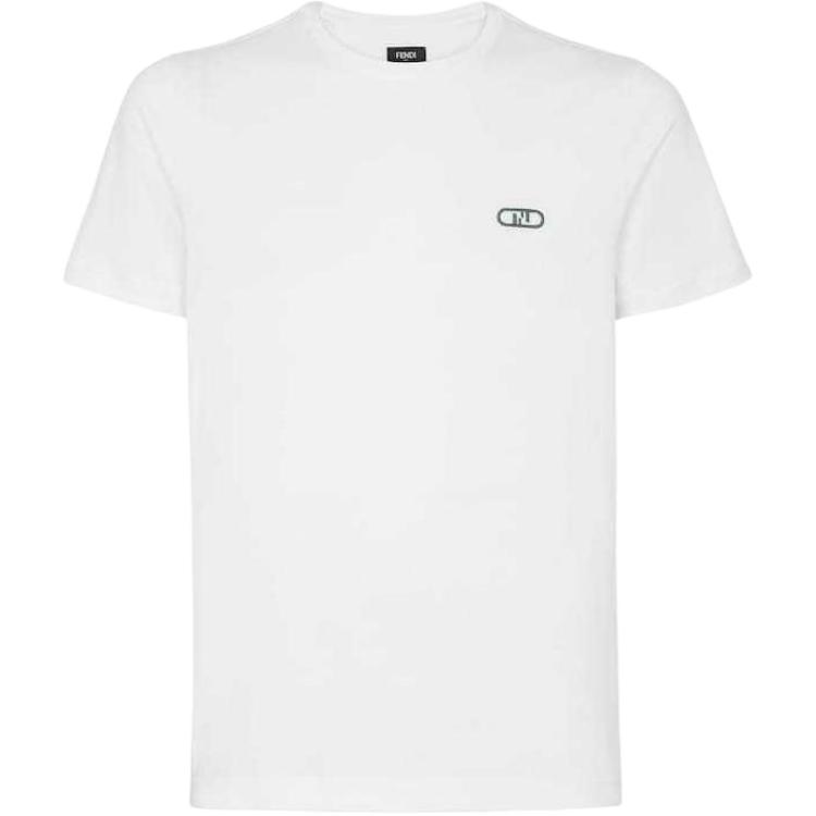 FENDI T-Shirts Men's White Crew Neck Moderate FY0894AL0FF0UD2