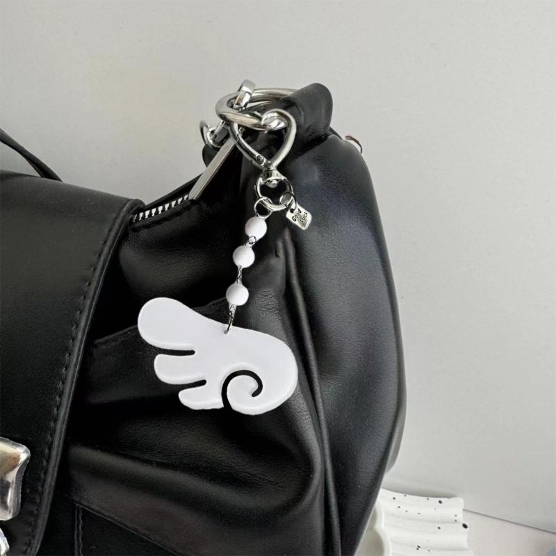 Elegant Angel Wing Keychain Sturdy Acrylic Key Chain Adornment For Keys Bags And Fashion Accessories
