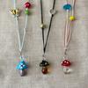 Cute Colorful Glazed Mushroom Charm Necklace Long Adjustable Sweater Chain Jewelry Resin Mushroom Sweater Chain For Her
