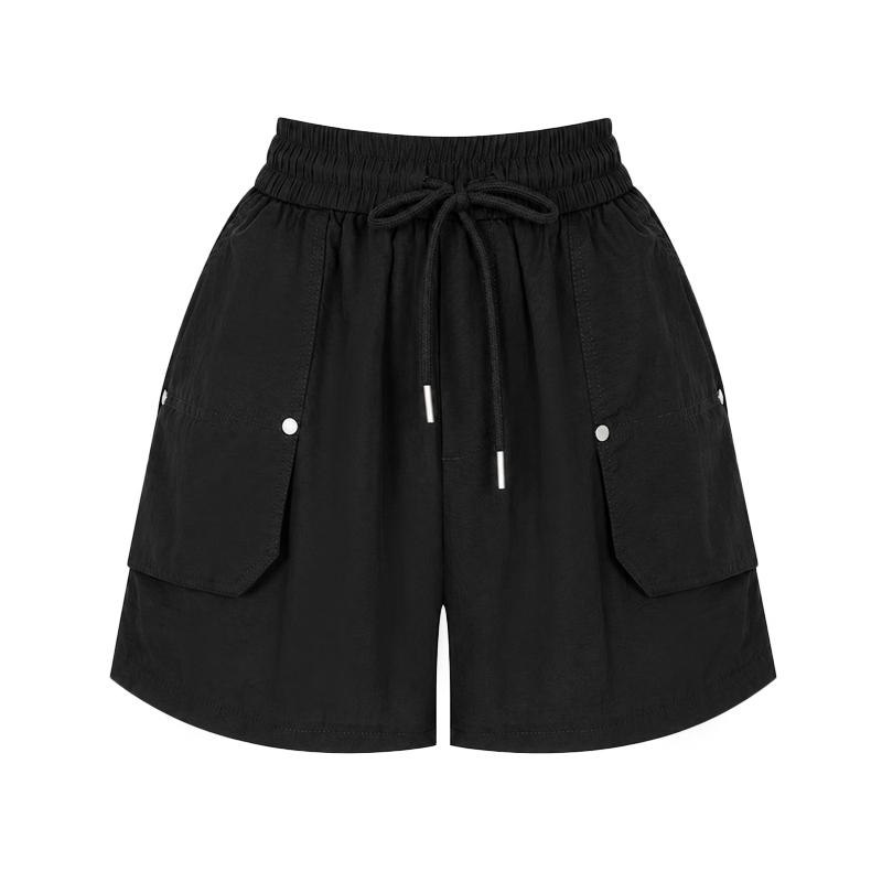 SELLY'S Crinkle Pocket Elastic Waist 3/4 Shorts_I6B-Cpt035