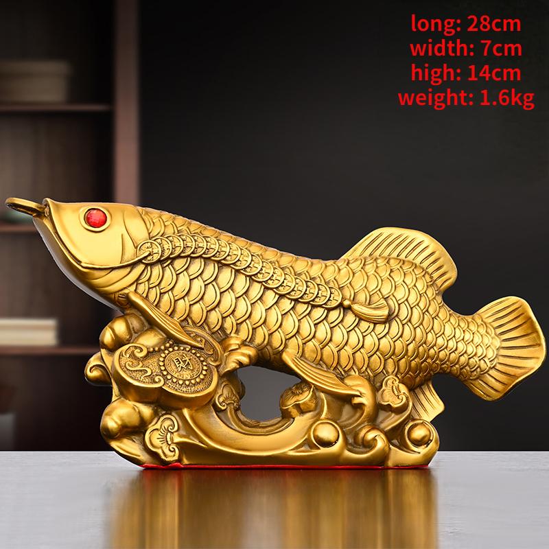 Copper Fish Ornament Golden Dragon Fish Yearly Luck Living Room Office Desktop Decoration