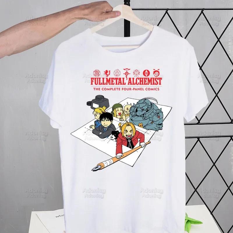 Fullmetal Alchemist Men's Tshirt Cute Printing Shirt Mens Fashion Anime Edward Elric T-Shirt For Men Casual Tops Short Sleeve
