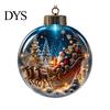 Clear Holiday Sphere Christmas Ball Ornament with LED Lights, Snow Scene Acrylic Theme Decorations Decor, Shatterproof Xmas Tree Hanging Seasonal