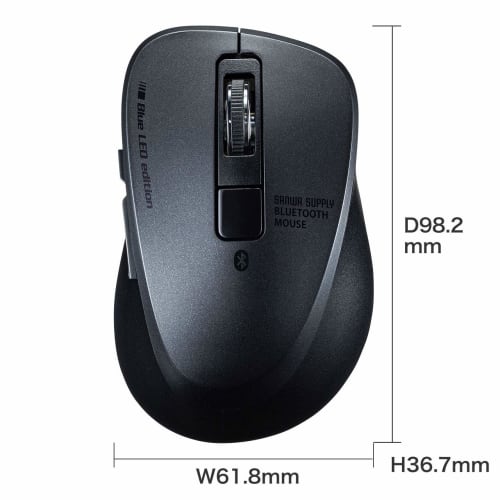 Sanwa Supply Bluetooth 5.0 Mouse Quiet Blue LED 5 Buttons 2400dpi (3 Level Switching) Small Black MA-BTBL155BK