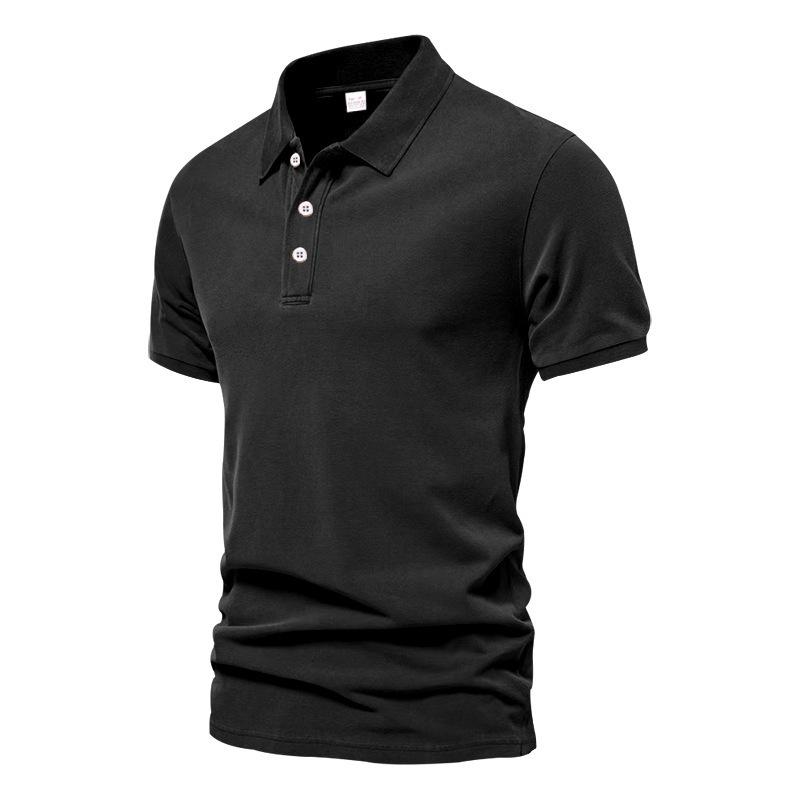 Men s Solid Color Short Sleeve Polo Shirt Basic Casual Golf Top S чёрный
