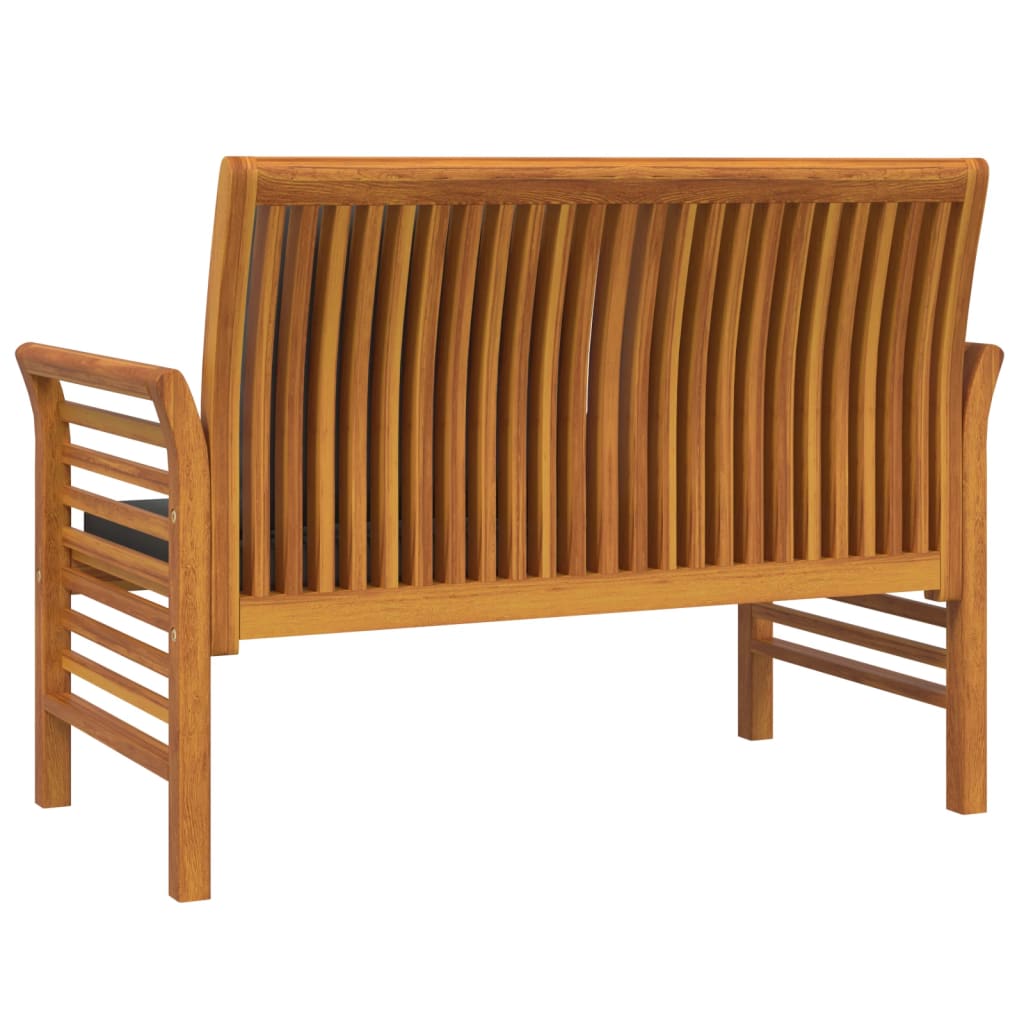Sofa Bench with Dark Gray Cushions Solid Acacia Wood
