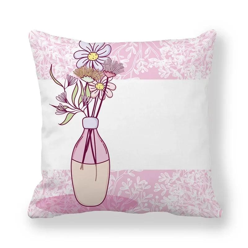 Office Sofa Car Cushion Cover Luxury Home Decor Pillow Cover Purple Hand Painted Cactus Pattern