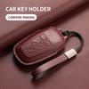 Leather Car Remote Key Case Cover For Ford Mondeo 5 Mk5 Focus 3 4 St Fusion Car Key Cover Fob Case Protector Keychain