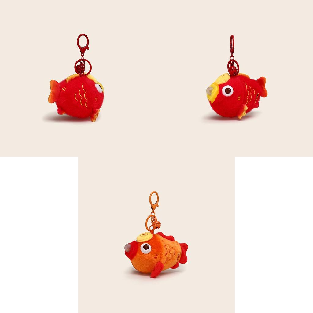 Koi Fish Plush Key Holder With Bubble Motif For Keys And Bag Accessories