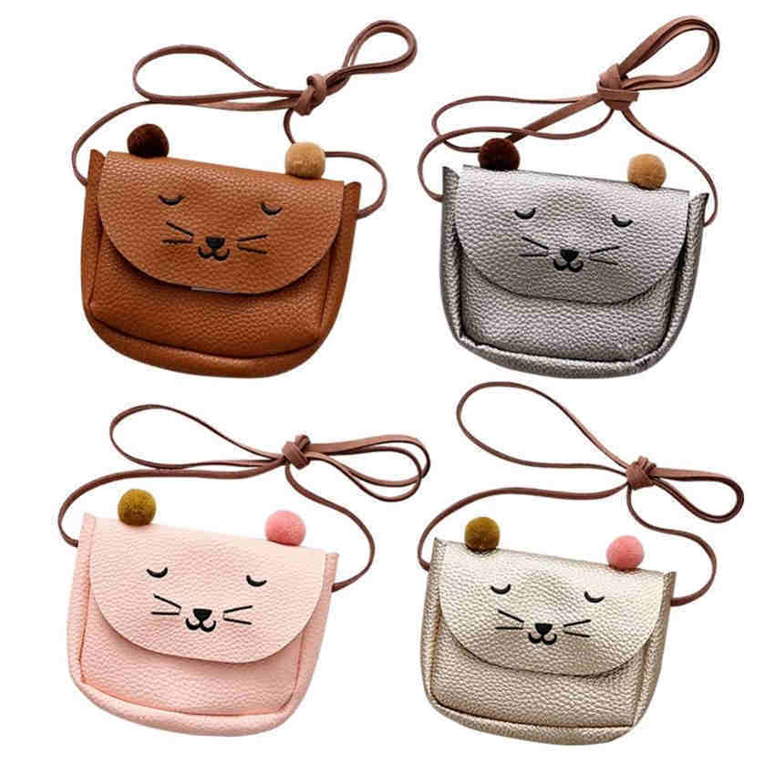 Children Shoulder Bag Mini Cat Ear Messenger Bags Simple Small Square Bag Kids Key Coin Purse