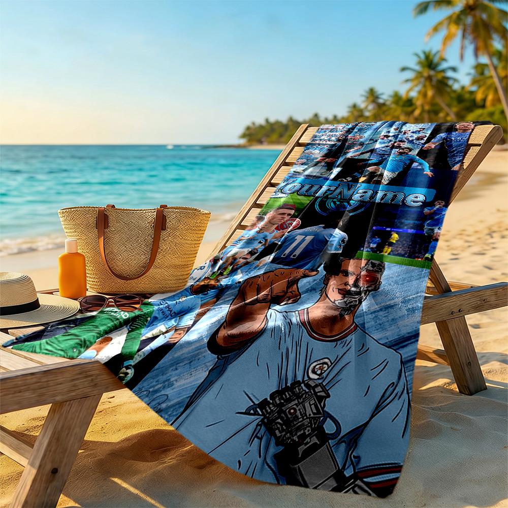 Manchester City Customizable Name Beach Towel Super Soft Microfiber Quickdry Fabric