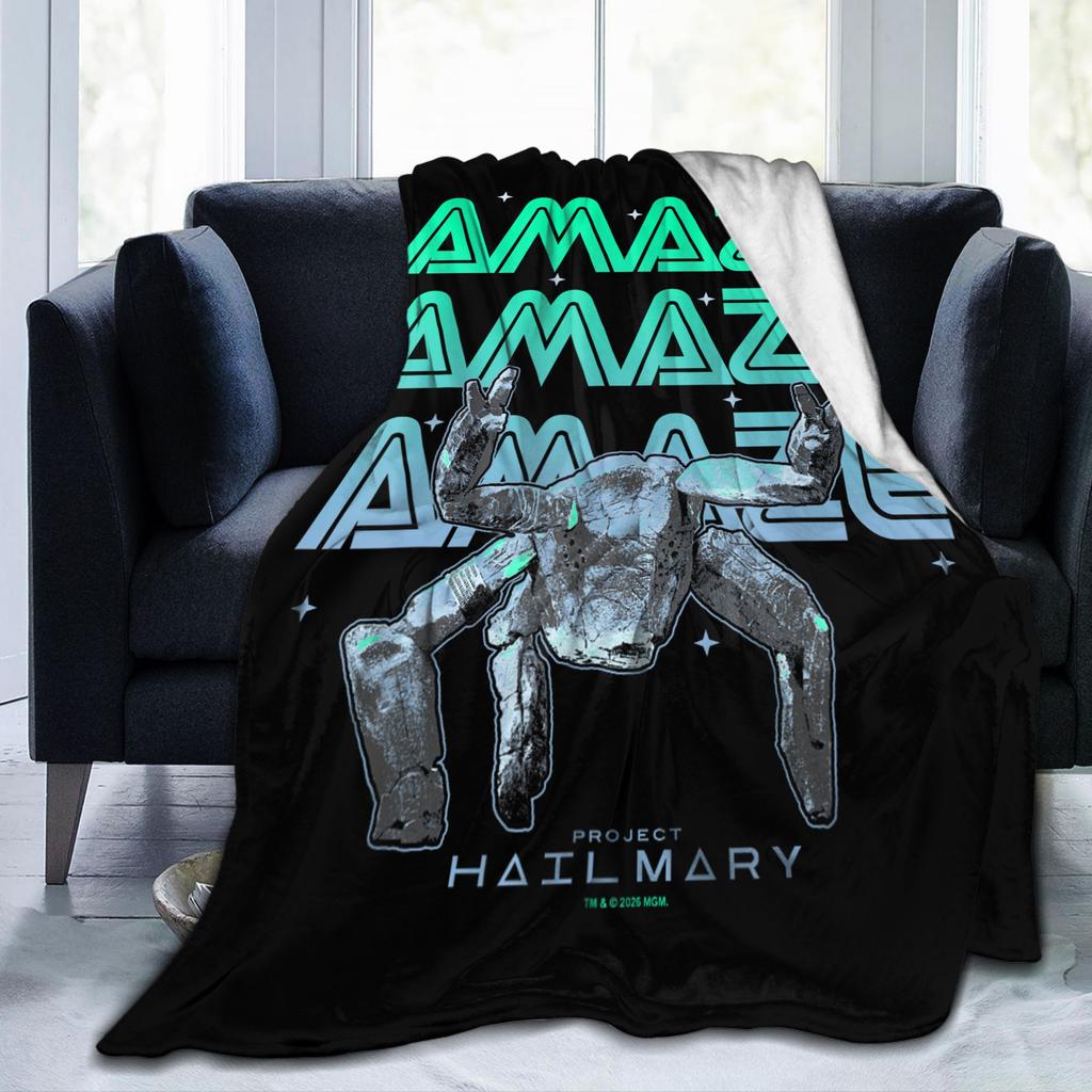 Project Hail Mary Amaze Eridani-Rocky Flannel Blanket Neon Portrai Funny Throw Blanket Sofa Bedding Lounge Super Soft
