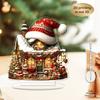 Christmas House Christmas Hat Design Wheel Acrylic Ornament Christmas Colorful Flat Printing Home Table Decoration Holiday Gift