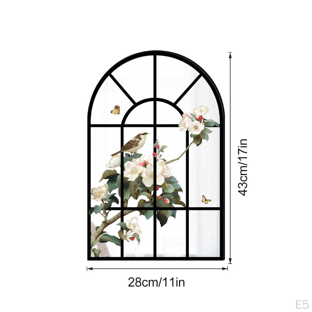 Arch Window Mirror Simple Wooden Frame Windowpane for Living Room Home Farmhouse Decor