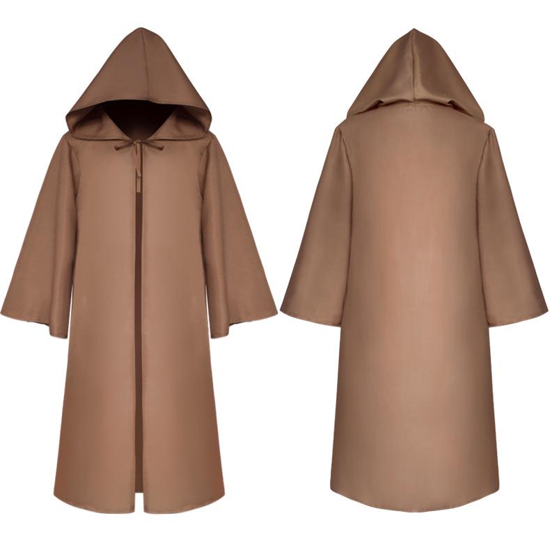 Medieval Wizard Hooded Cloak: Five Colors, Long Sleeve Cape, Halloween Grim Reaper Costume