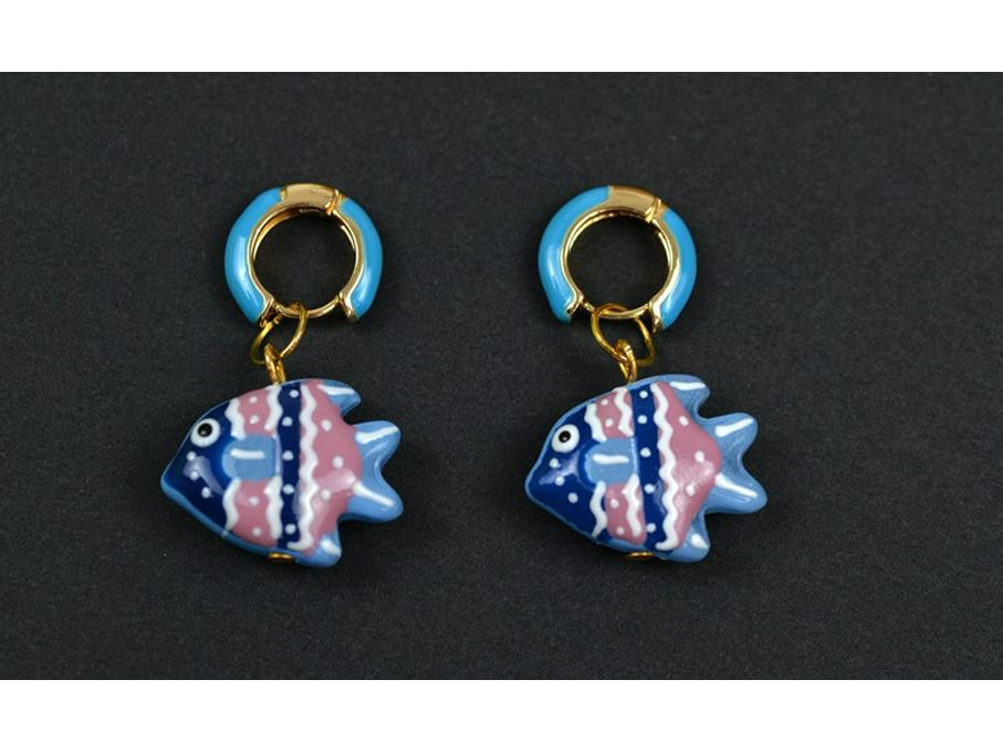 Bunte Cartoon Fisch Glasanhänger Ohrringe - Niedlicher & Einzigartiger Anhänger
