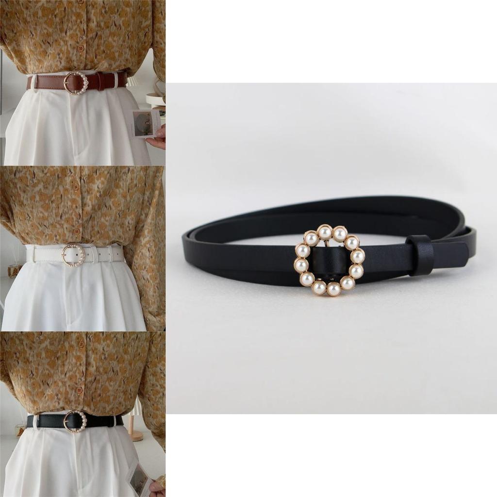 Womens Fashionable Musthave Pu Jeans Belt With Retro Pearl Design Available In Elegant Colors For Trendy Outfits