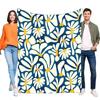 Navy Blue White Daisy Floral Blanket Super Soft Cozy Flannel Throw for Bed Sofa Couch Living Room Home Decor Lightweight