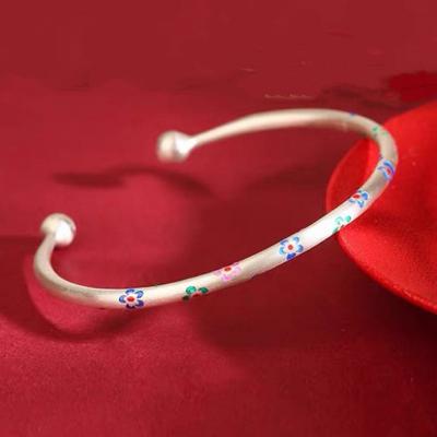 Zuyin 999.9 Plum Blossom Colorful Lucky Temperament Enamel Colorful Non Fading Bead Bracelet Flower Versatile Bracelet Gifts