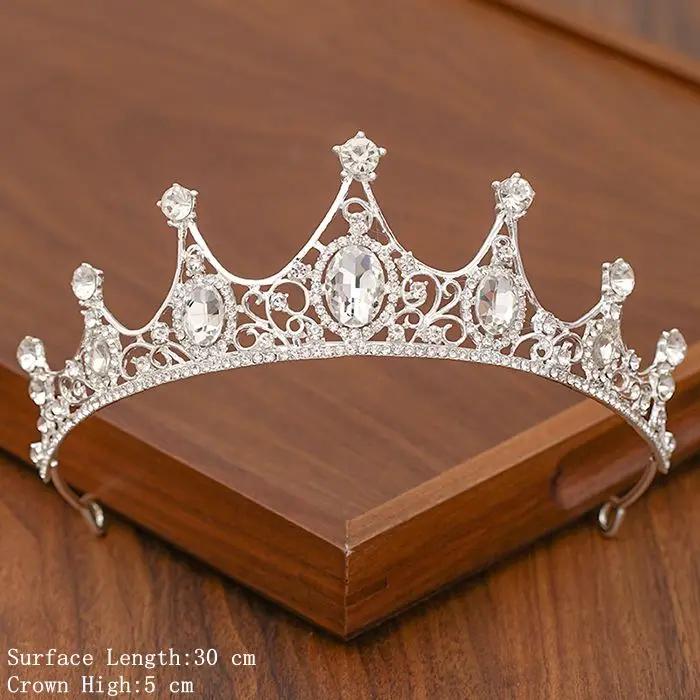 Düğün Saç Tiara Kristal gelin tacı Taç Gümüş Renk Diadem Peçe Tiaras Düğün saç aksesuarları Başlıklar Kafa Takı