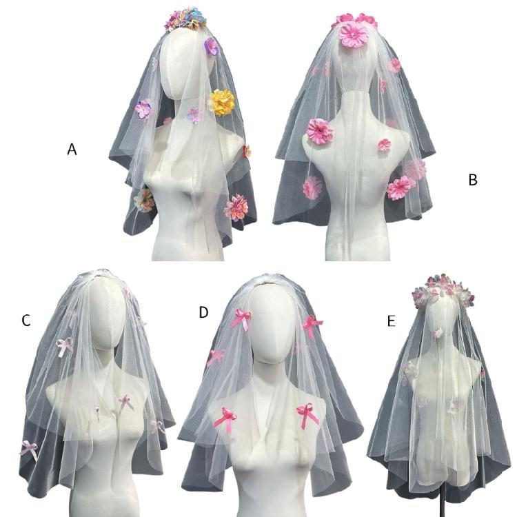 Flower Studded Bridal Veil for Bride To Be Gift, Bridal Shower, Wedding Veil