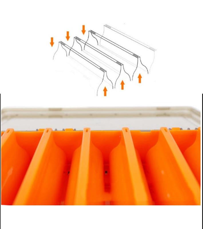 Angelbox mit 14 Fächern, Angelzubehör, Köderhakenboxen, Aufbewahrung, doppelseitig, hochfest, Angelköder-Tackle-Box