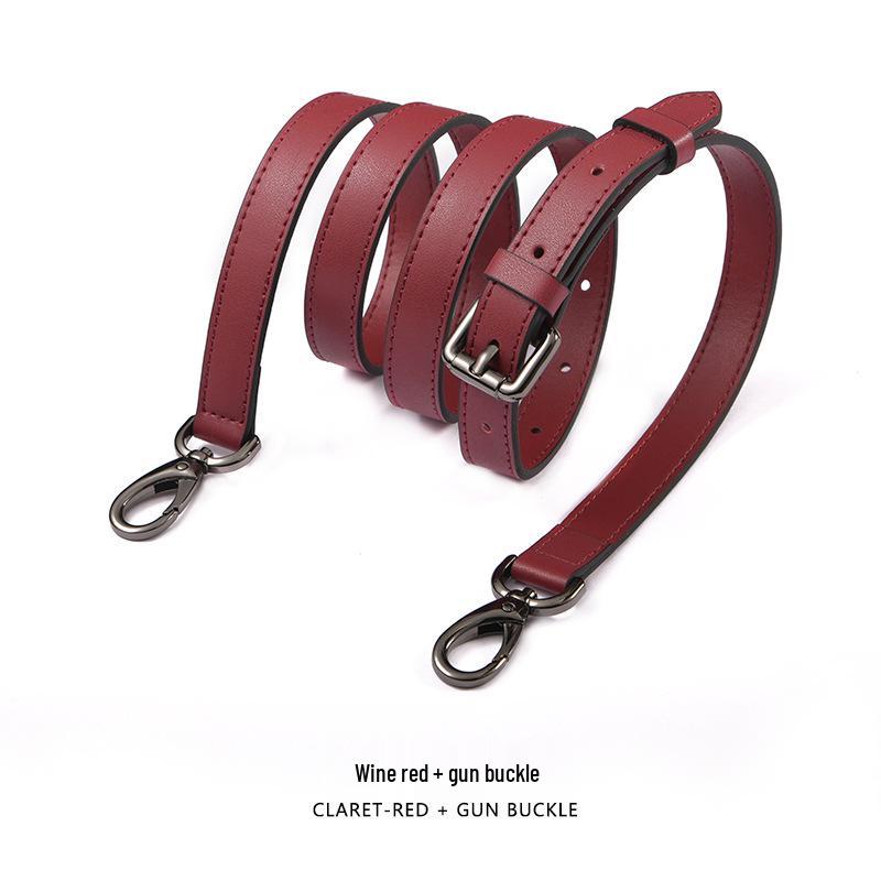 Adjustable Genuine Leather Crossbody Bag Strap - Thin Plain Weave for Women