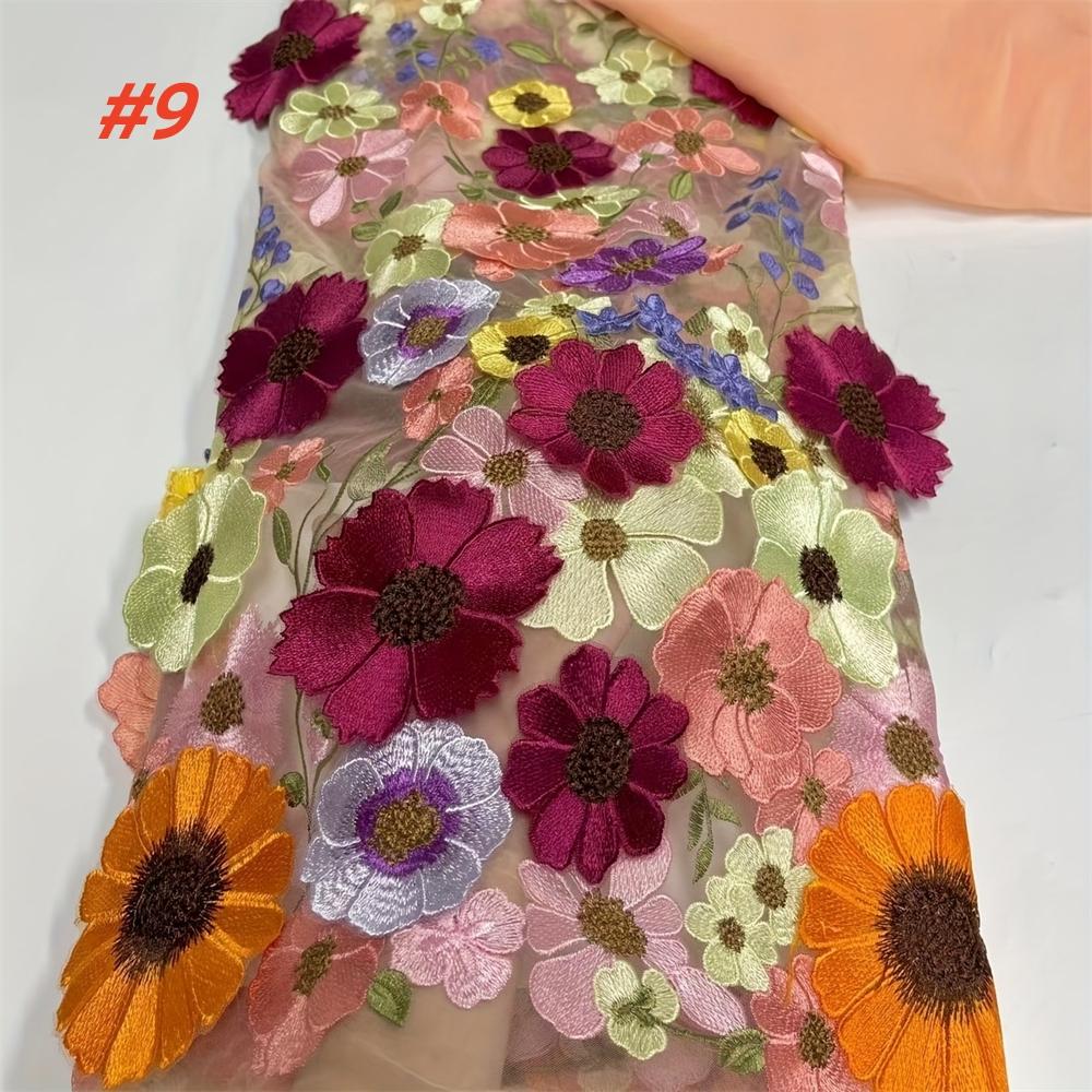 

African 3D Tulle Lace Fabric High Quality French Embroidery Nigerian Wedding Party Material Sewing 2025 1 yard&120cm