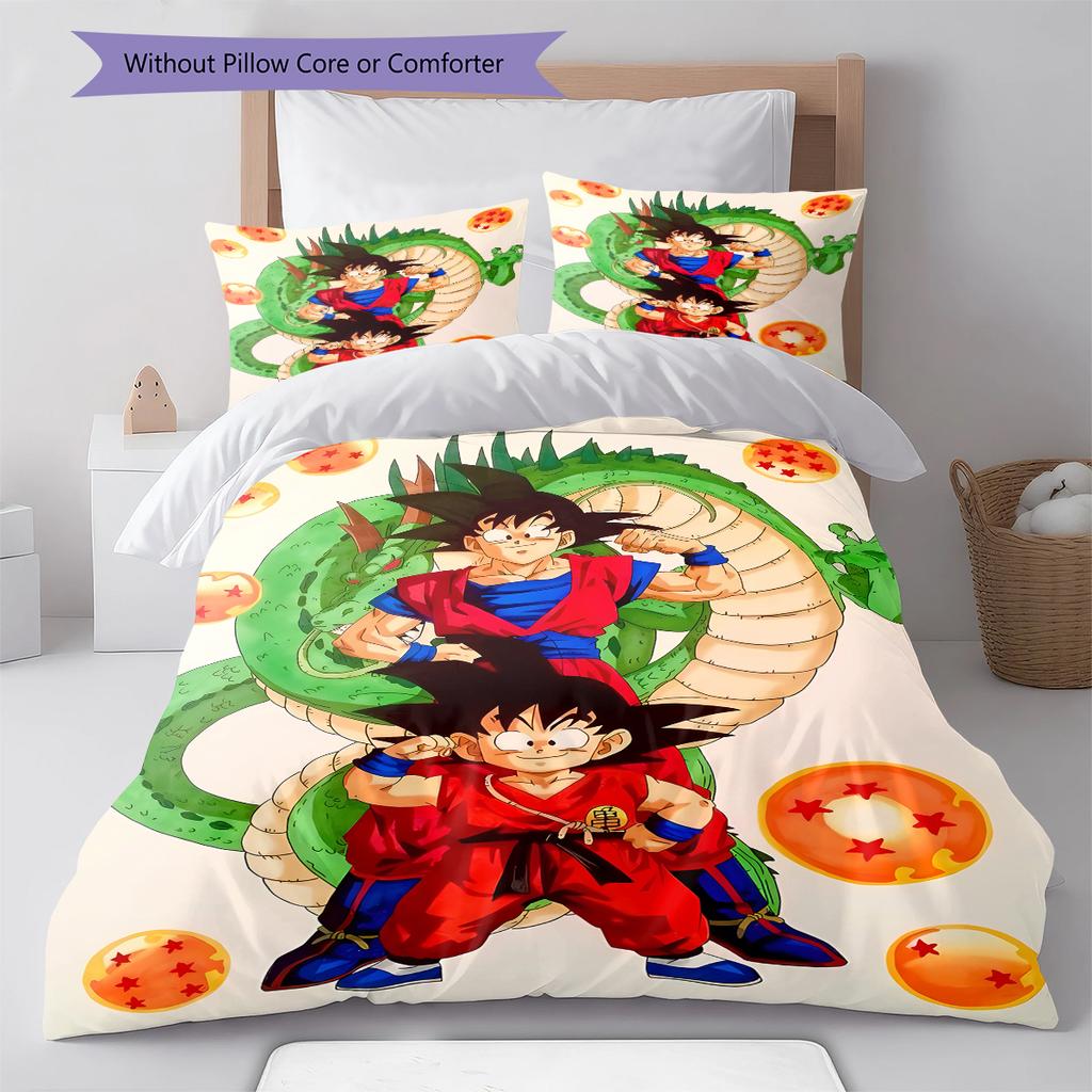 Son Goku Patron Beddengoed, Dekbed Set Dekbedovertrek Kussensloop Huis Verjaardagscadeau (1 dekbedovertrek + 2 kussenslopen, zonder binnenkussen)