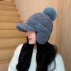 Solid Color Warm Earmuffs Cap Windproof Pompom Plush Beanie Fashion Ear Flap Protection Hat  Women