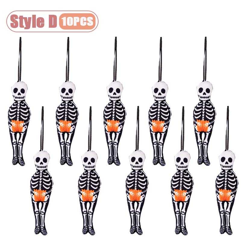 1-10PCS Halloween Hanging Decor Set Pumpkin Ghost Black Cat Skeleton Design for Home Wall Indoor Party Holiday Festival Decor