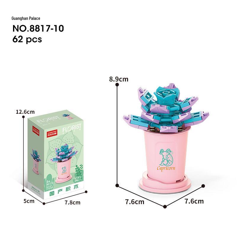 Succulent Bonsai Building Block Flowers - Compatible with Lego, Small Particle Assembly Toys for Girls