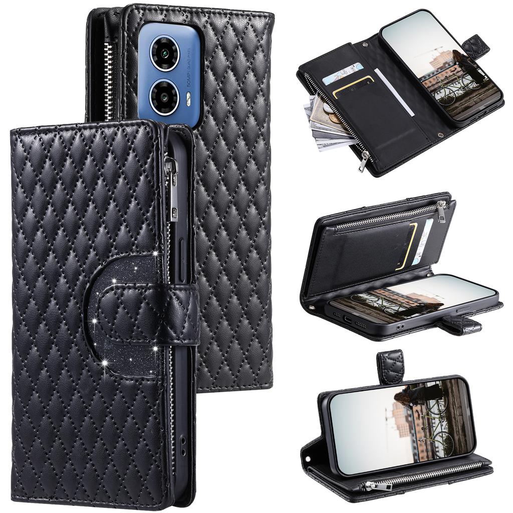 Style 013 for Motorola Moto G85 5G/S50 Neo 5G Case Rhombus Leather Zipper Phone Cover