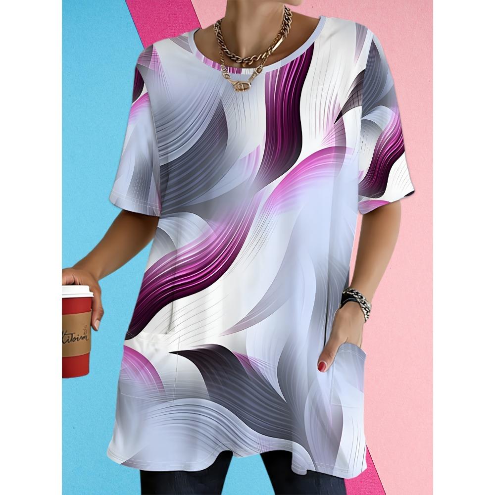 Women S Round Neck Short Sleeve Pocket Casual Comfortable Summer T-Shirt S