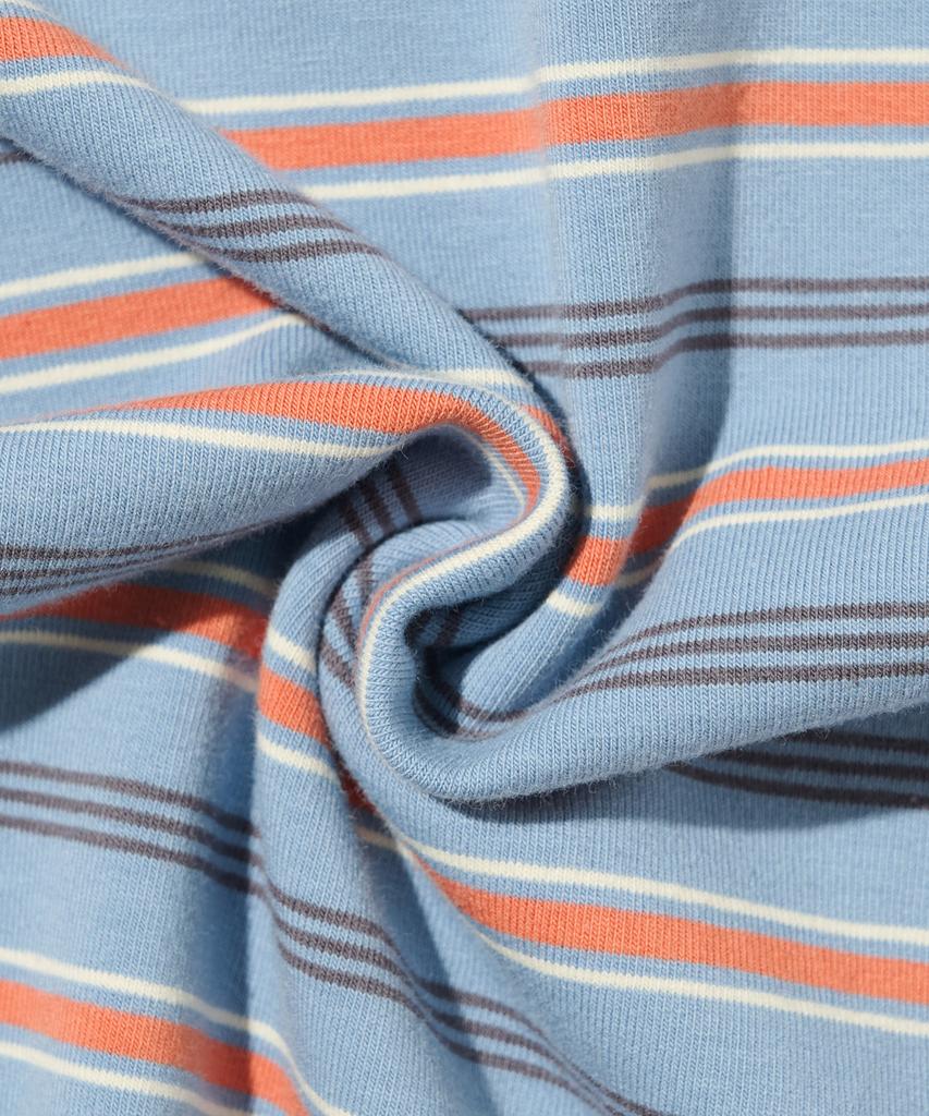 TAILOR STUDIO Soft Campus Striped Short Sleeve T-Shirt (Blue/Orange)