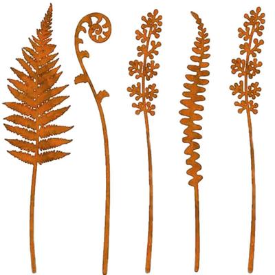 Vintage Metal Garden Stakes Set of 5 for Outdoor Use To Add Decorative Flair To Lawns Flower Beds Pathways and Porch Areas