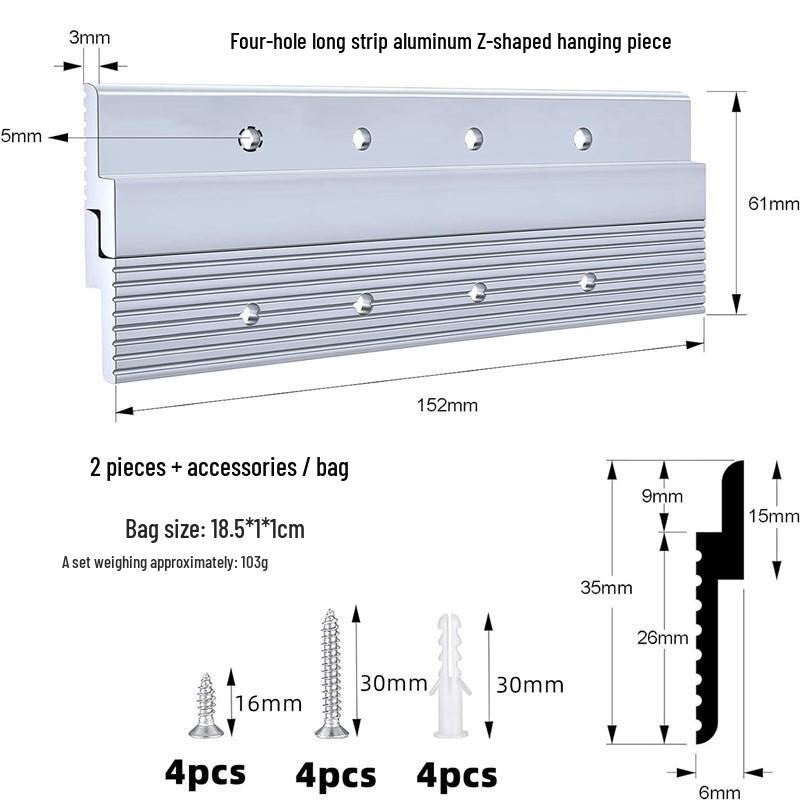 French Z-Shaped Anti-Slip Nail Hook Kit for Decorative Wall Panels