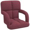 Adjustable Floor Chair with Armrests 5 Position Adjustable Wine Red Fabric