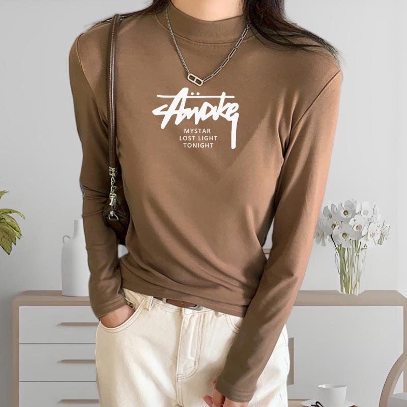 Women's Plus Size Modal Turtleneck Long Sleeve Shirt - Thin, Solid Color, Elastic Base Layer for Autumn/Winter
