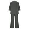 Women's Casual Cotton And Linen Set With Three Quarter Sleeves, Top And Wide Leg Pants, Two-piece Set