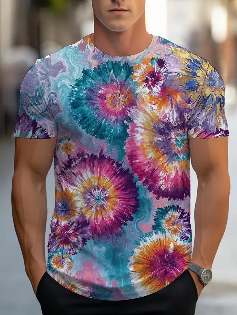 

Men s Retro 3D Graphic Print T-Shirt - Perfect for Daily Wear and Vacation S