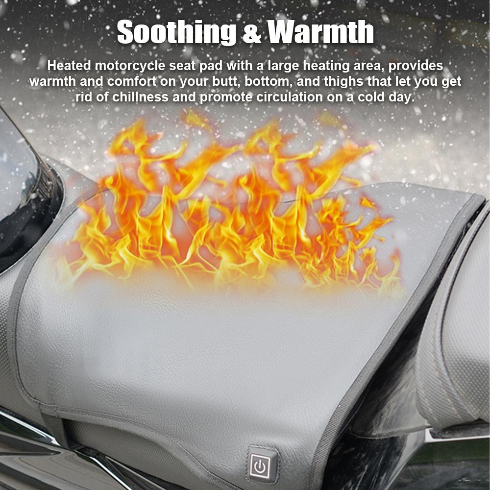 Motorcycle Heated Seat Cushion Electric Heated Seat Pad 3-Speed   Temperature Heating Seat Cover For Motorcycle Snowmobile