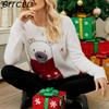 BITCED Top Tricotado Natal Desenho Animado Jacquard Tricô Suéter Urso Bordado Jumper de Natal