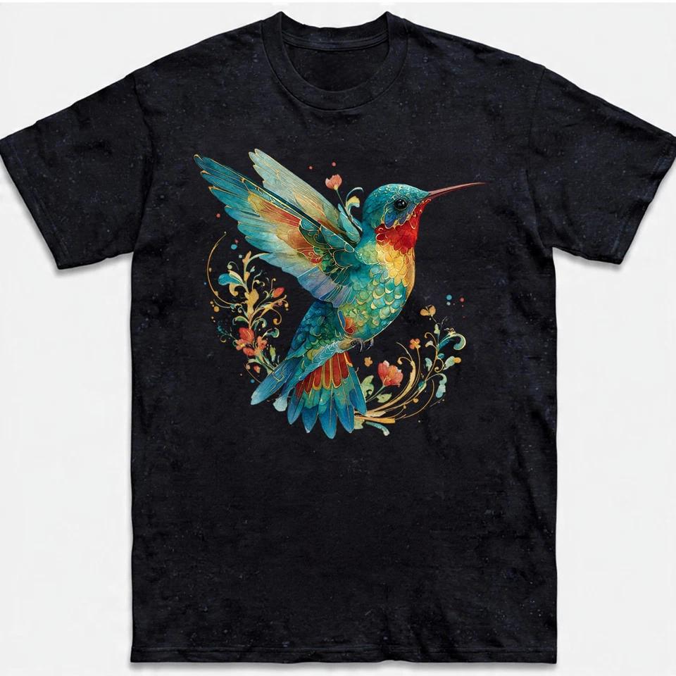 Hummingbird Floral Art Nature Retro Gift Men Women T-Shirt Tee 1 3XL