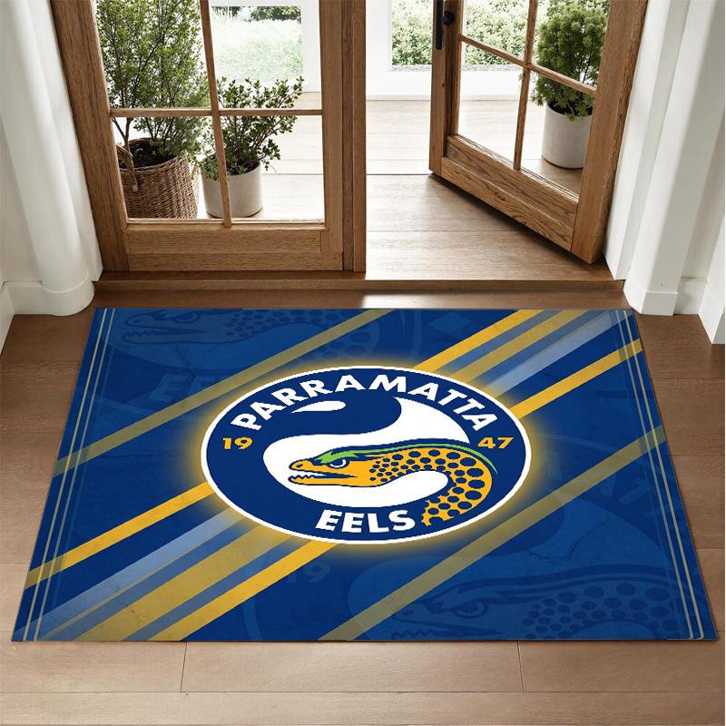 Parramatta Eels Design Crystal Velvet Rug Soft Decorative Mat for Bedroom Entrance